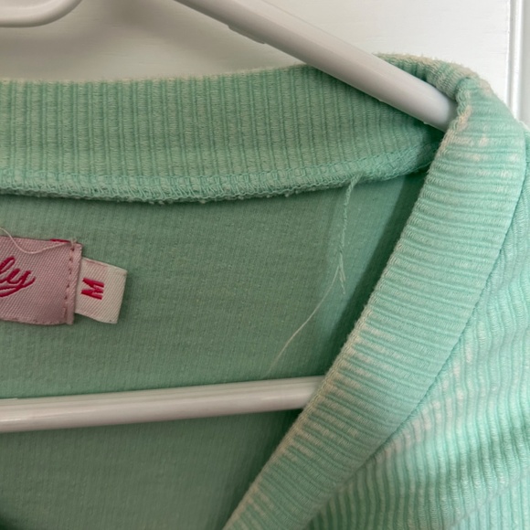 Pink Lily Teal Acid Washed crop sweatshirt - Picture 4 of 4